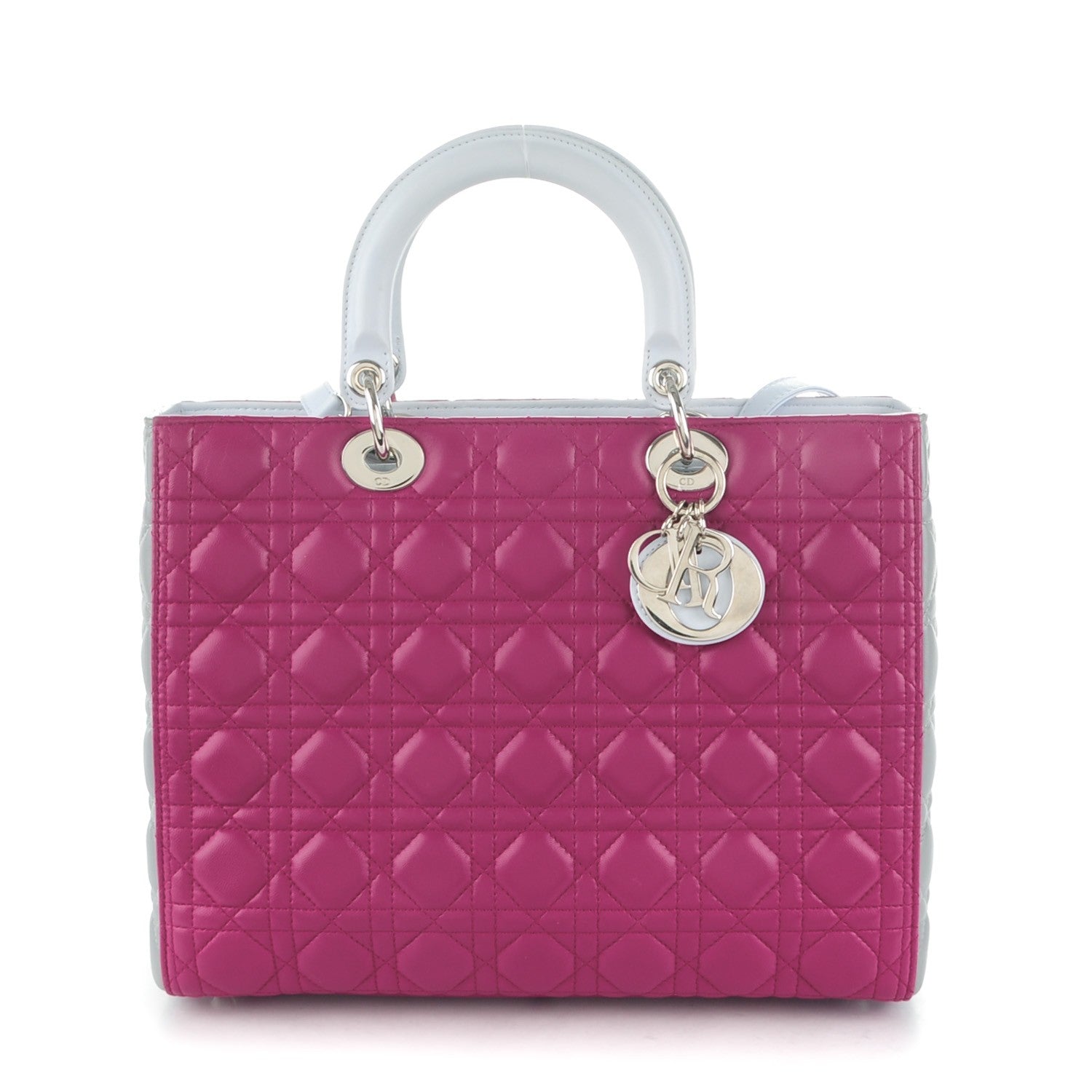 Christian Dior Lambskin Cannage Large Tri-Color Lady Dior Toxic Purple Grey Light Blue 1 of 12