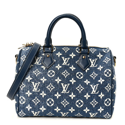 Louis Vuitton Monogram Jacquard Denim Speedy Bandouliere 25 Bleu 1 of 13