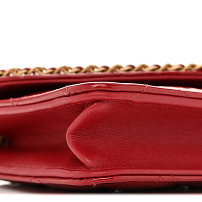 Chanel Patent Quilted Chain Around Heart Wallet On Chain WOC Red 10 of 15