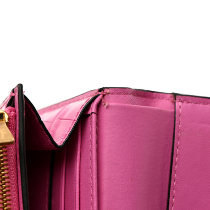 Mulberry Crocodile Embossed Calfskin Small French Continental Wallet Raspberry Pink 11 of 13