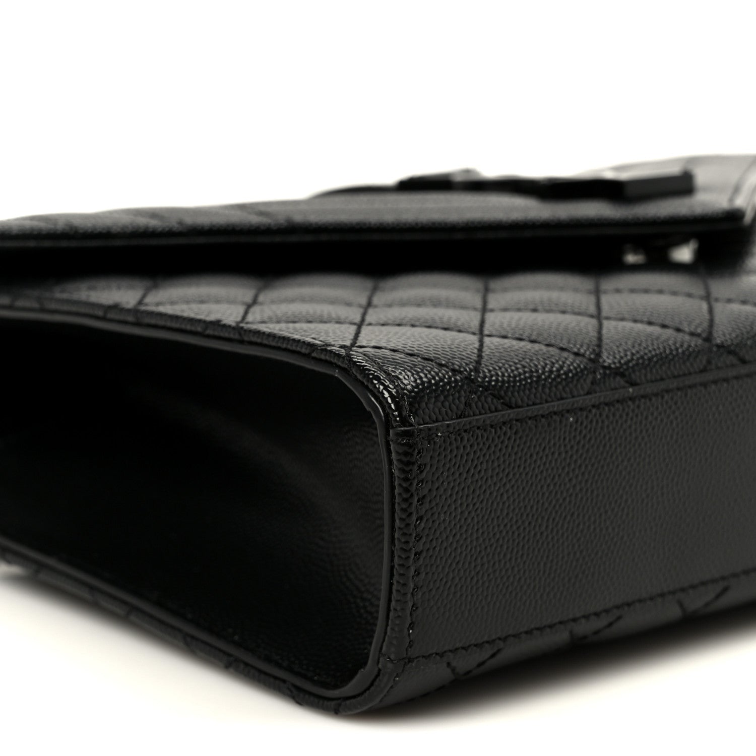 Saint Laurent Grain De Poudre Textured Mixed Matelasse Triquilt Medium Monogram Monochrome Satchel Black 9 of 10