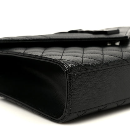 Saint Laurent Grain De Poudre Textured Mixed Matelasse Triquilt Medium Monogram Monochrome Satchel Black 9 of 10