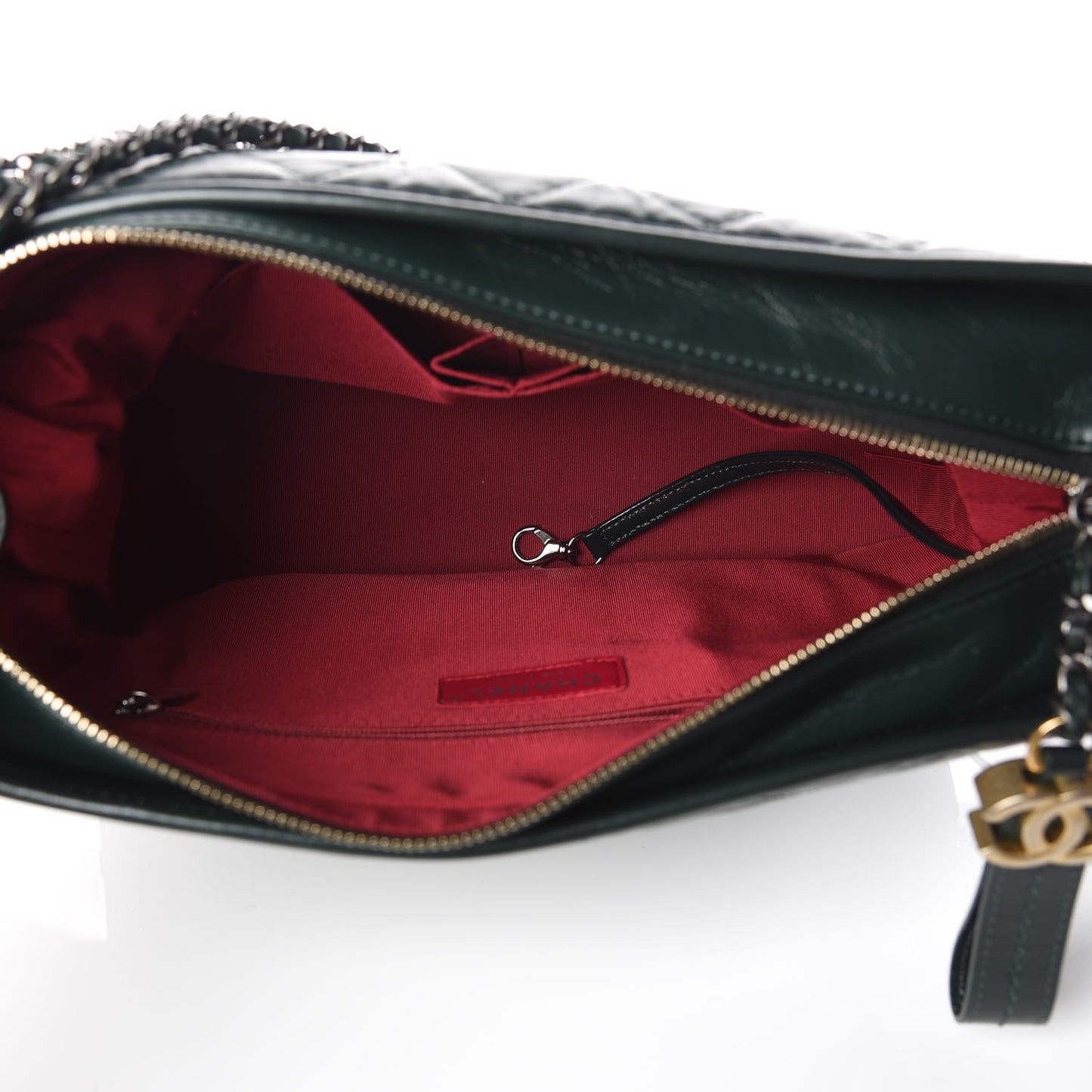 Aged Calfskin Quilted Medium Gabrielle Hobo Dark Green