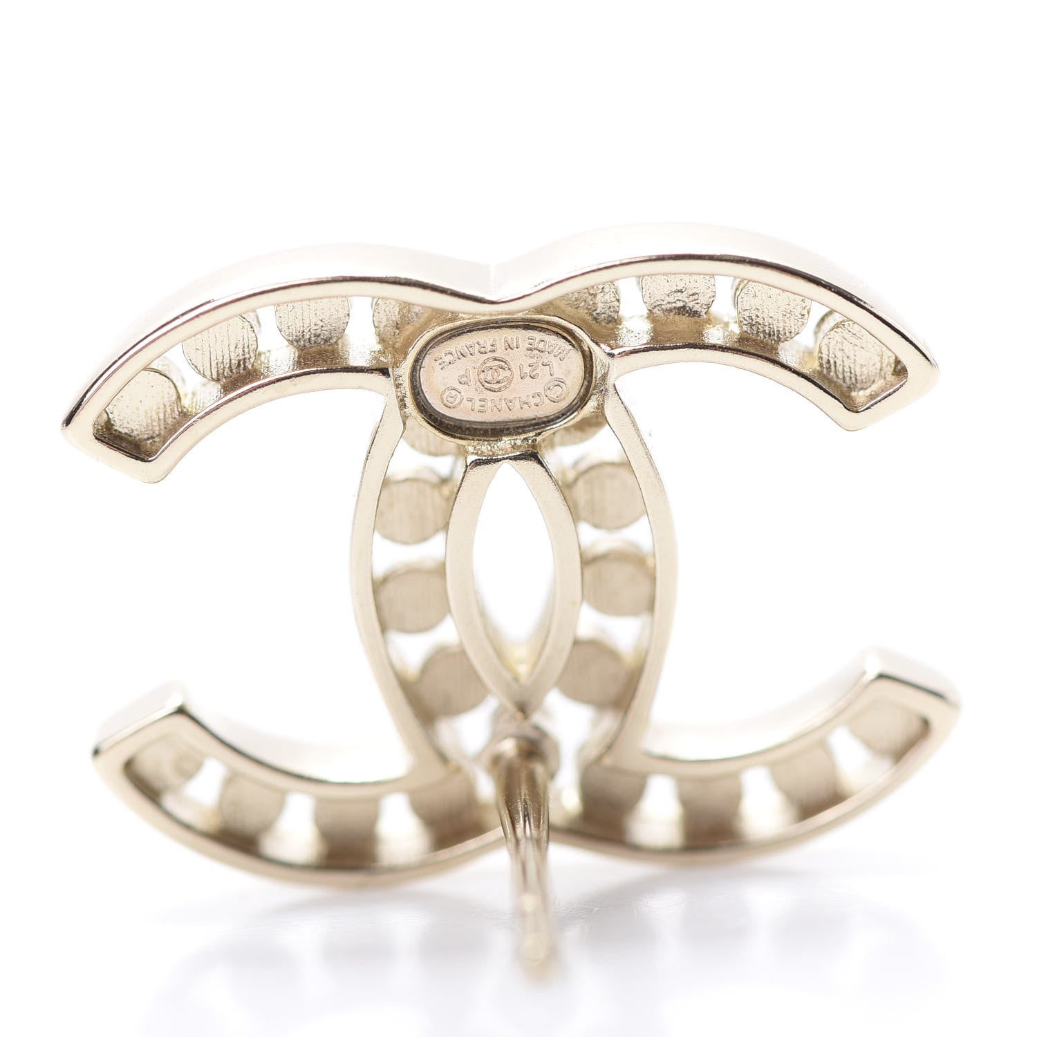 Chanel Crystal CC Large Earrings Gold 4 of 5