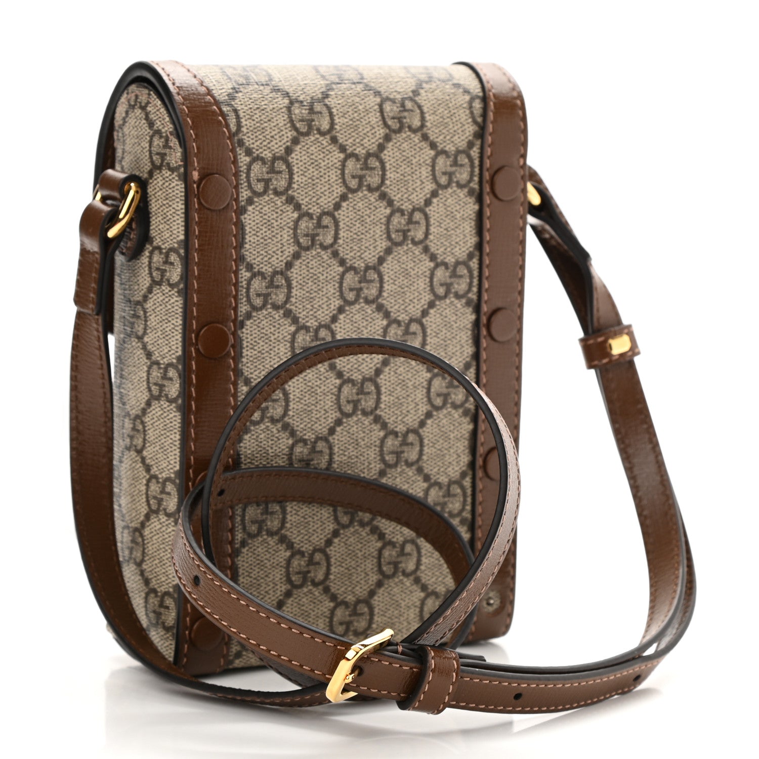 Gucci GG Supreme Monogram Mini Horsebit 1955 Crossbody Bag Beige Brown Sugar 3 of 8