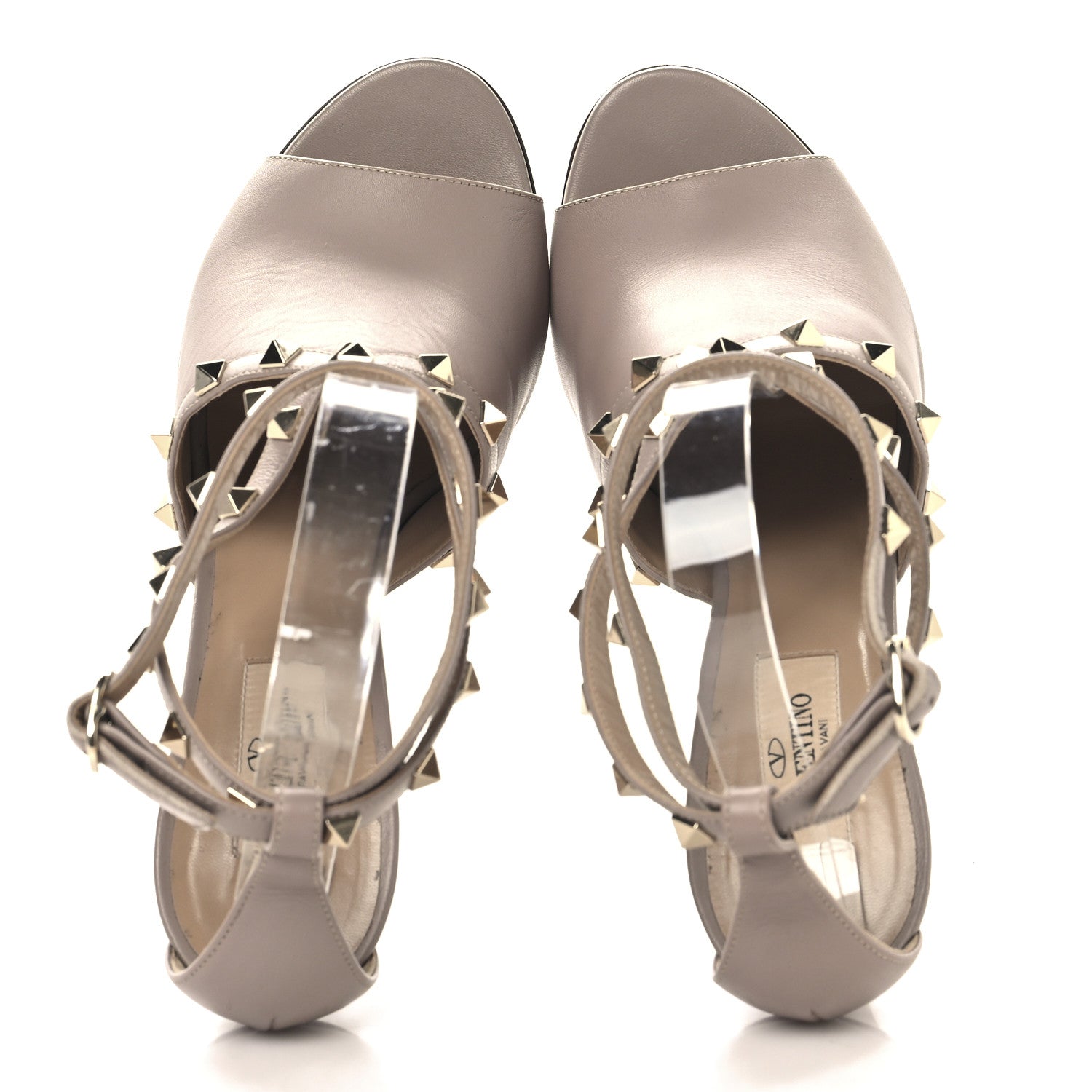 Valentino Garavani Nappa Rockstud Peep Toe Ankle Strap 105mm Sandals 39 Poudre 2 of 10