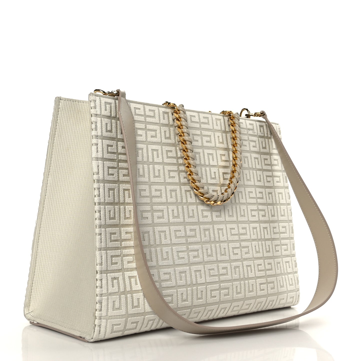 Canvas Jacquard 4G Medium Chain Tote Stone Grey