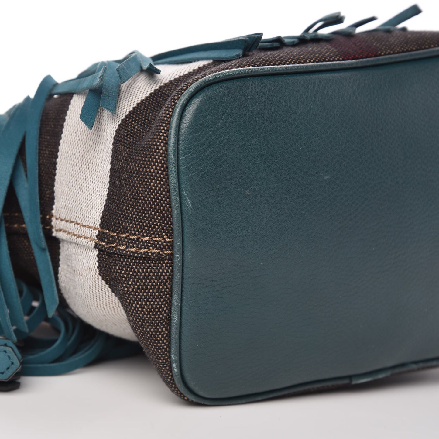 Suede Fringe Small Belgrove Bucket Bag Dark Teal