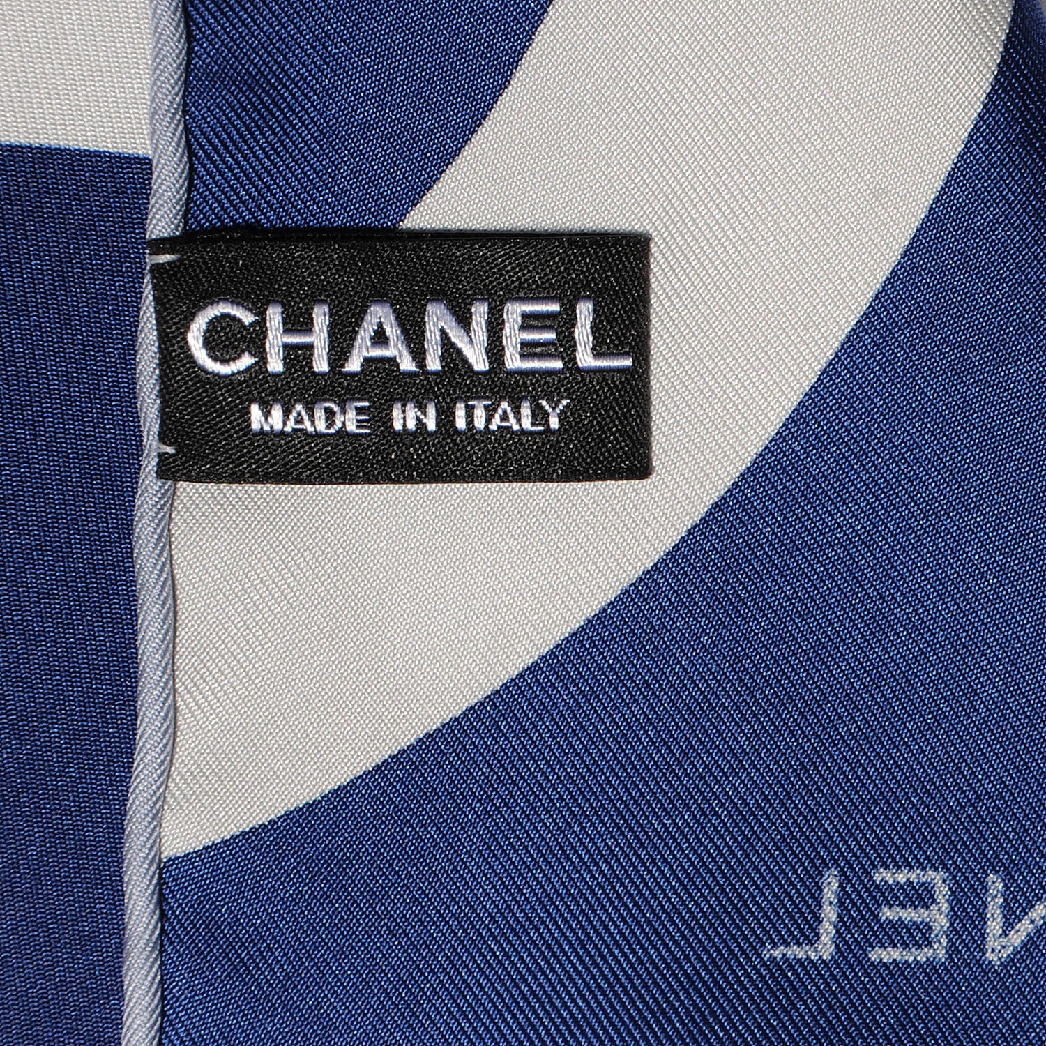 Chanel Silk CC Logo Scarf Blue Pink 4 of 5