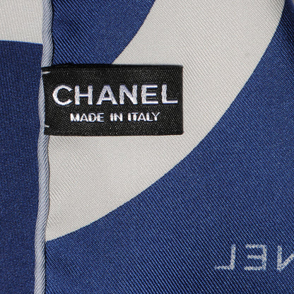 Chanel Silk CC Logo Scarf Blue Pink 4 of 5