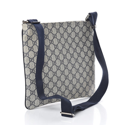 Gucci GG Supreme Monogram Small Flat Side Zip Messenger Bag Beige Blue 2 of 8