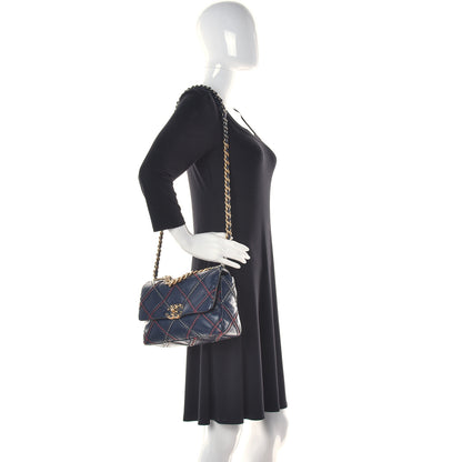 Chanel Lambskin Mixed Fibers Quilted Medium Chanel 19 Flap Blue 2 of 11