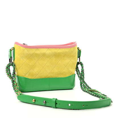 Chanel Suede Calfskin Quilted Small Gabrielle Hobo Pink Green Yellow 3 of 10