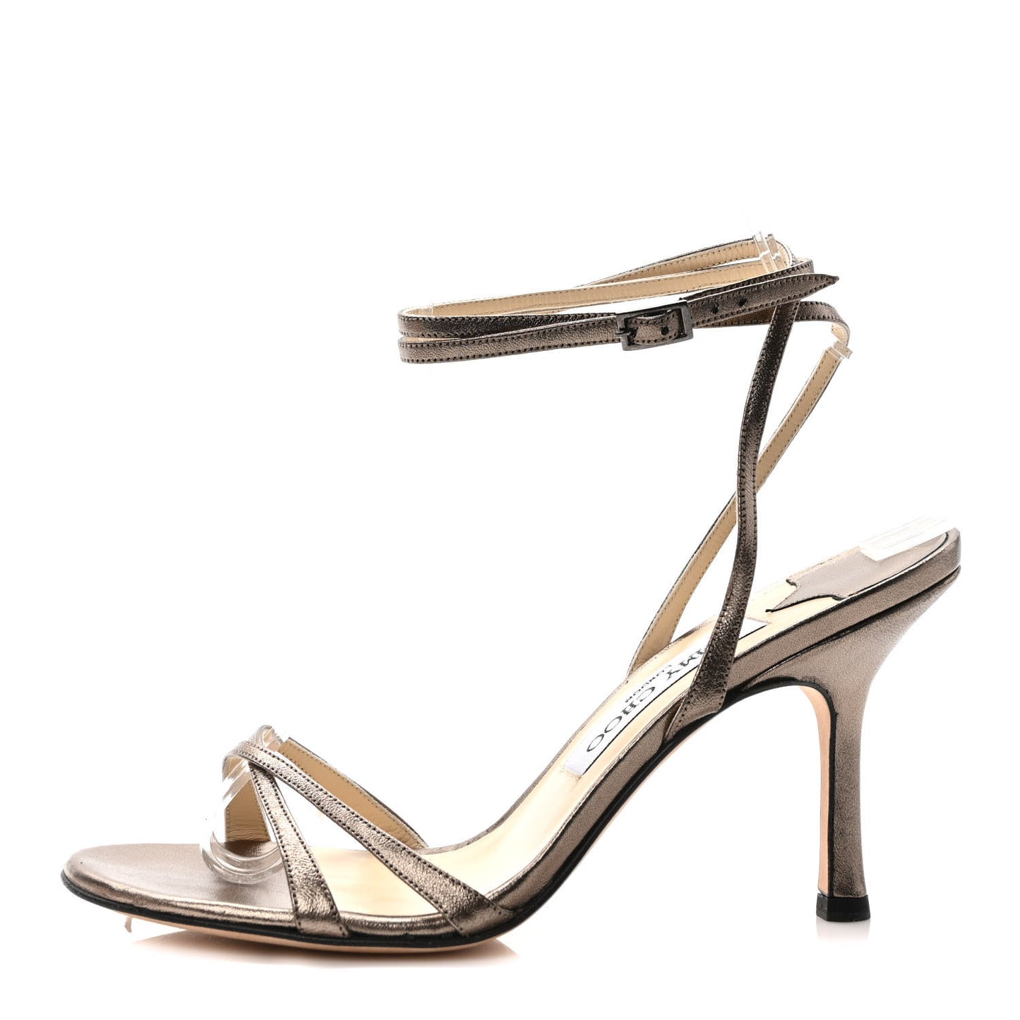 Metallic Calfskin Juliet 85 Sandals 36.5 Silver