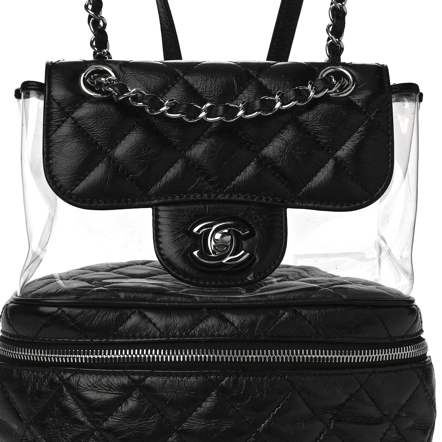 Chanel Crumpled Calfskin PVC Quilted Backpack Black 8 of 13