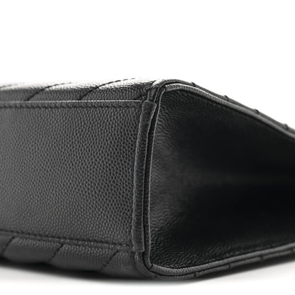 Saint Laurent Grain De Poudre Matelasse Chevron Large Monogram Satchel  Black 10 of 10