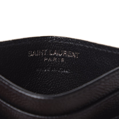Saint Laurent Grain De Poudre Matelasse Chevron Monogram Credit Card Case Black 6 of 7