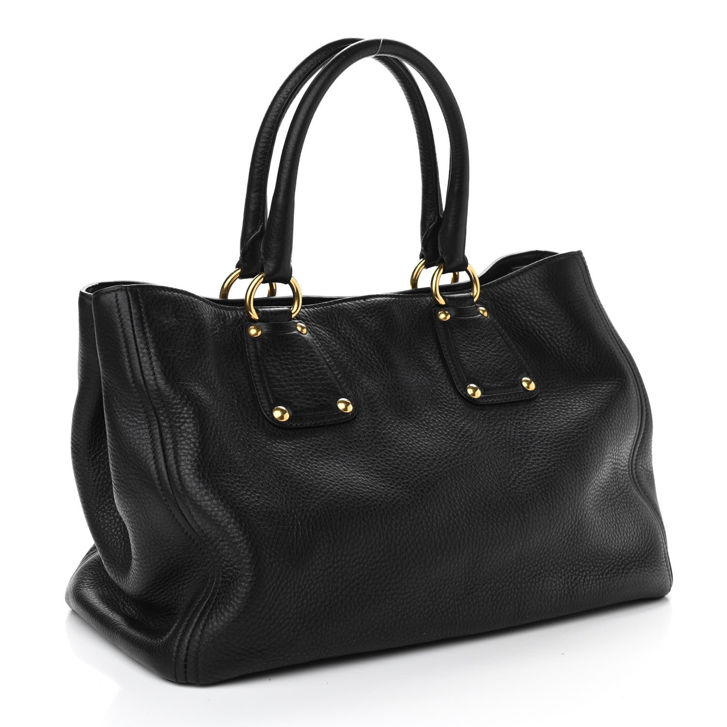 Prada Vitello Daino Tote Black 2 of 8