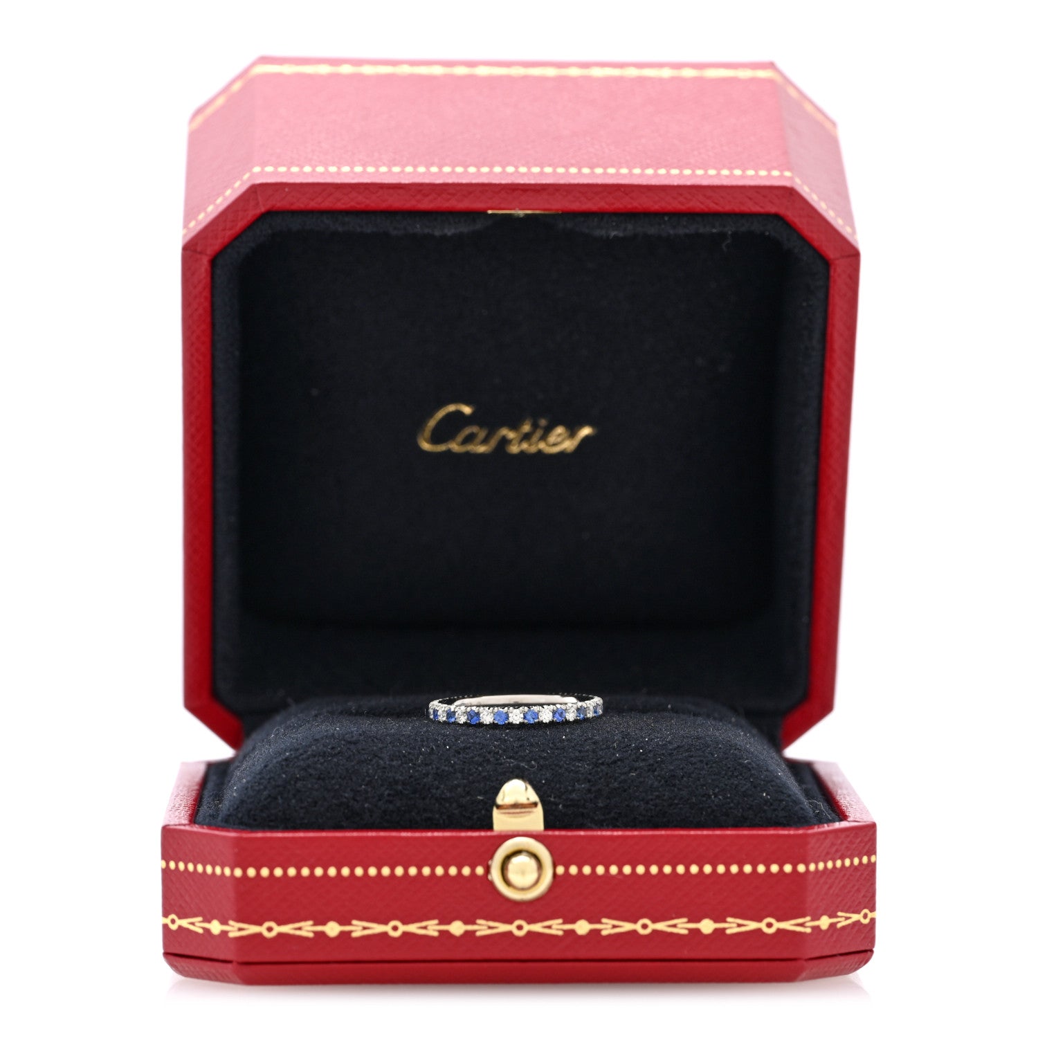 Cartier Platinum Diamond Blue Sapphire 2mm Etincelle de Cartier Wedding Band Ring 48 4.5 5 of 5