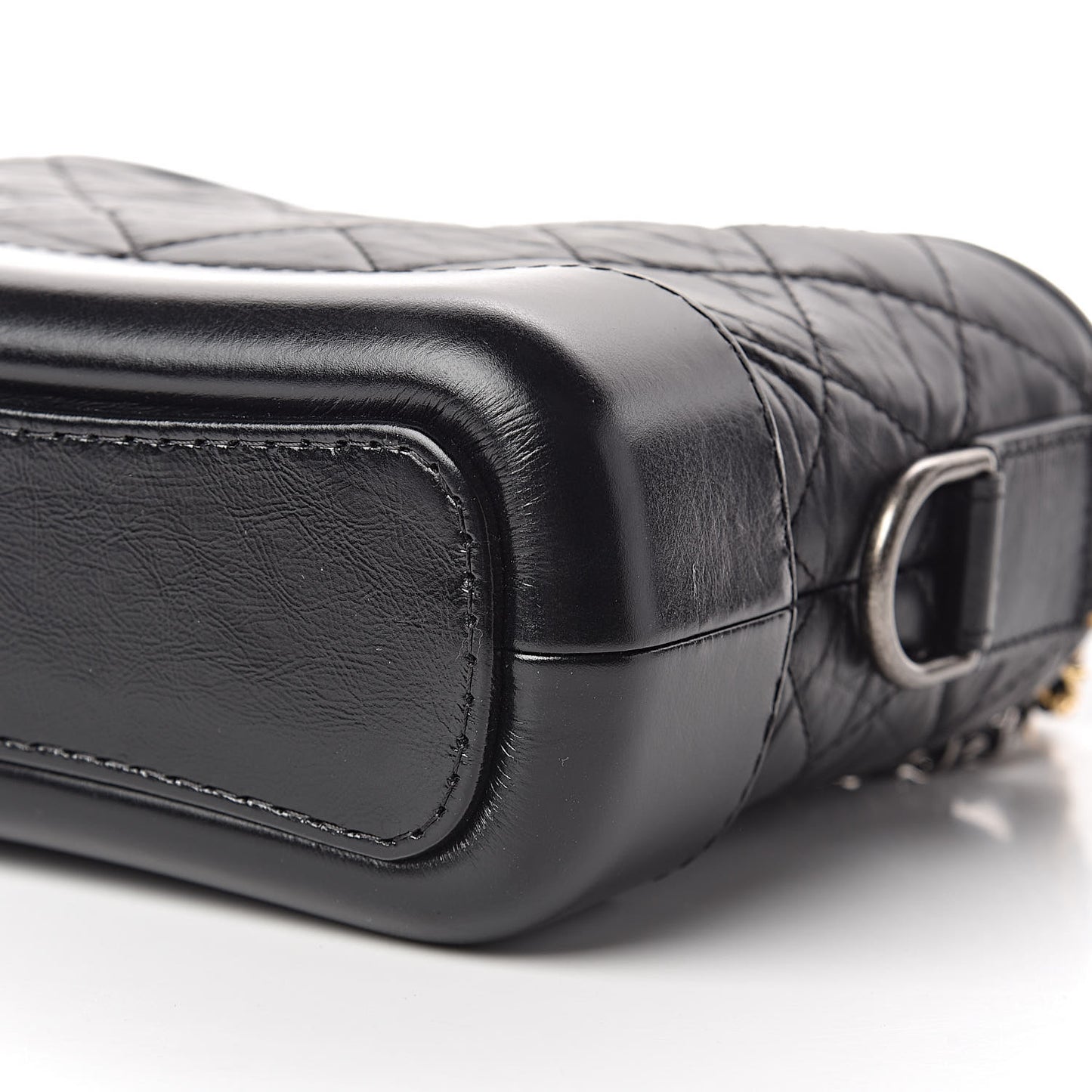 Aged Calfskin Quilted Small Gabrielle Hobo Black