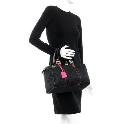 Fendi Zucchino Forever Boston Top Handle Bag Black Fuschia 2 of 8