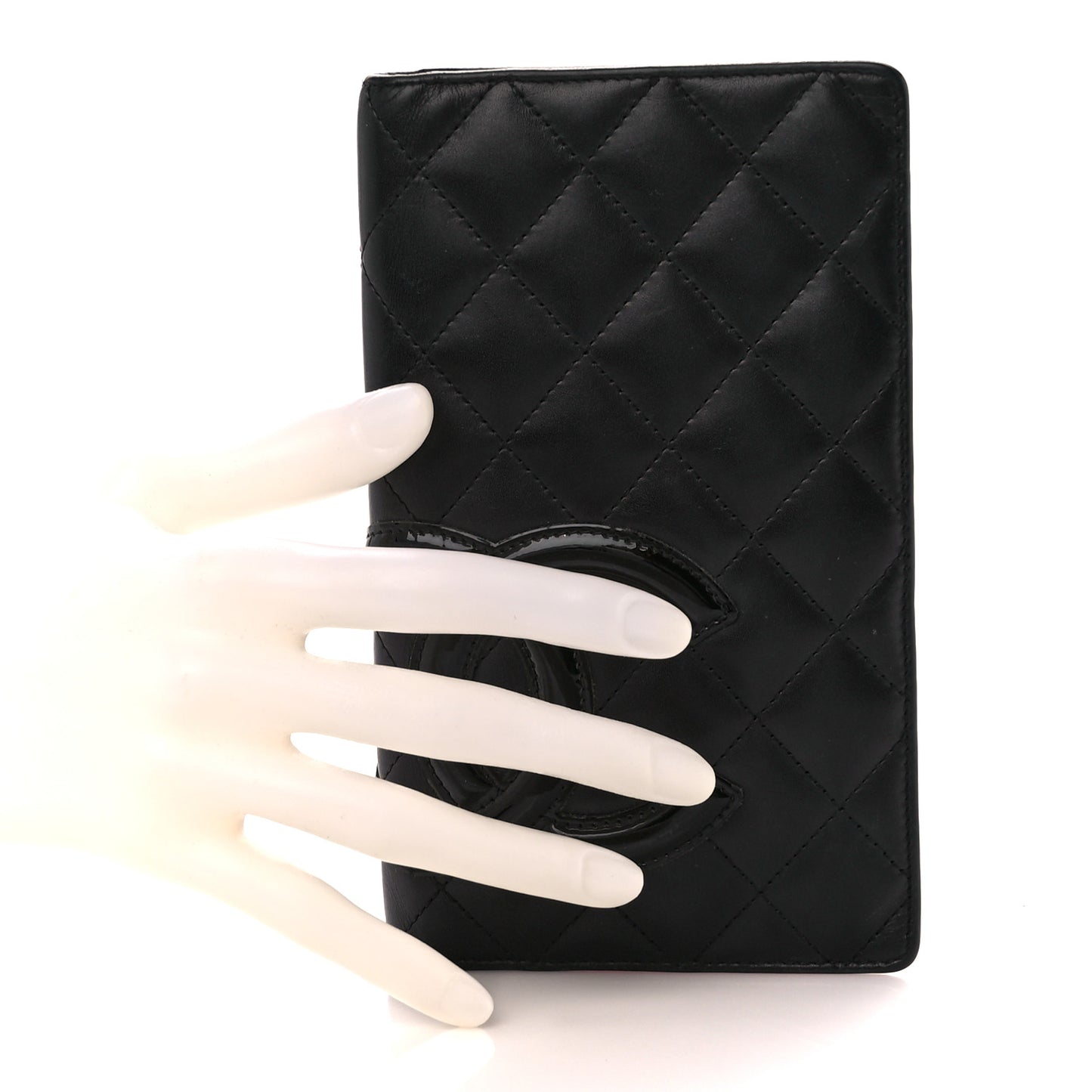 Calfskin Quilted Cambon Yen Wallet Black