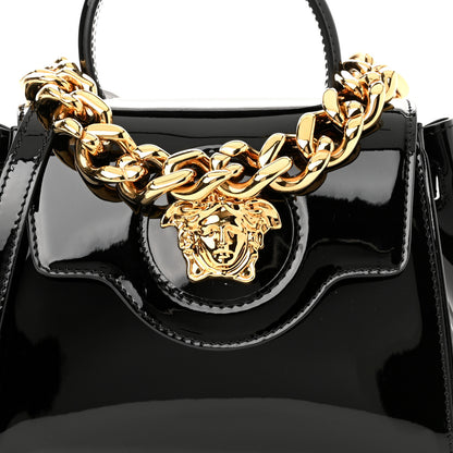 Versace Patent Calfskin Small La Medusa Top Handle Bag Black 7 of 9