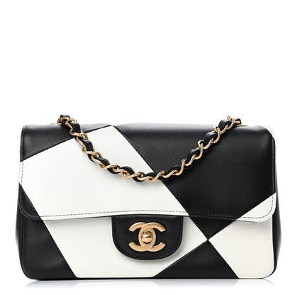 Chanel Lambskin Geometric Patchwork Mini Flap Black White 1 of 4