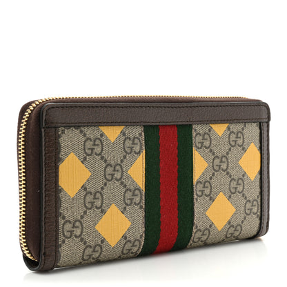 Gucci GG Supreme Monogram Web Geometric Ophidia Zip Around Wallet Beige Multicolor Brown Sugar 3 of 13