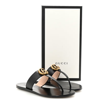 Gucci Calfskin GG Marmont Thong Sandals 35 Black 9 of 9