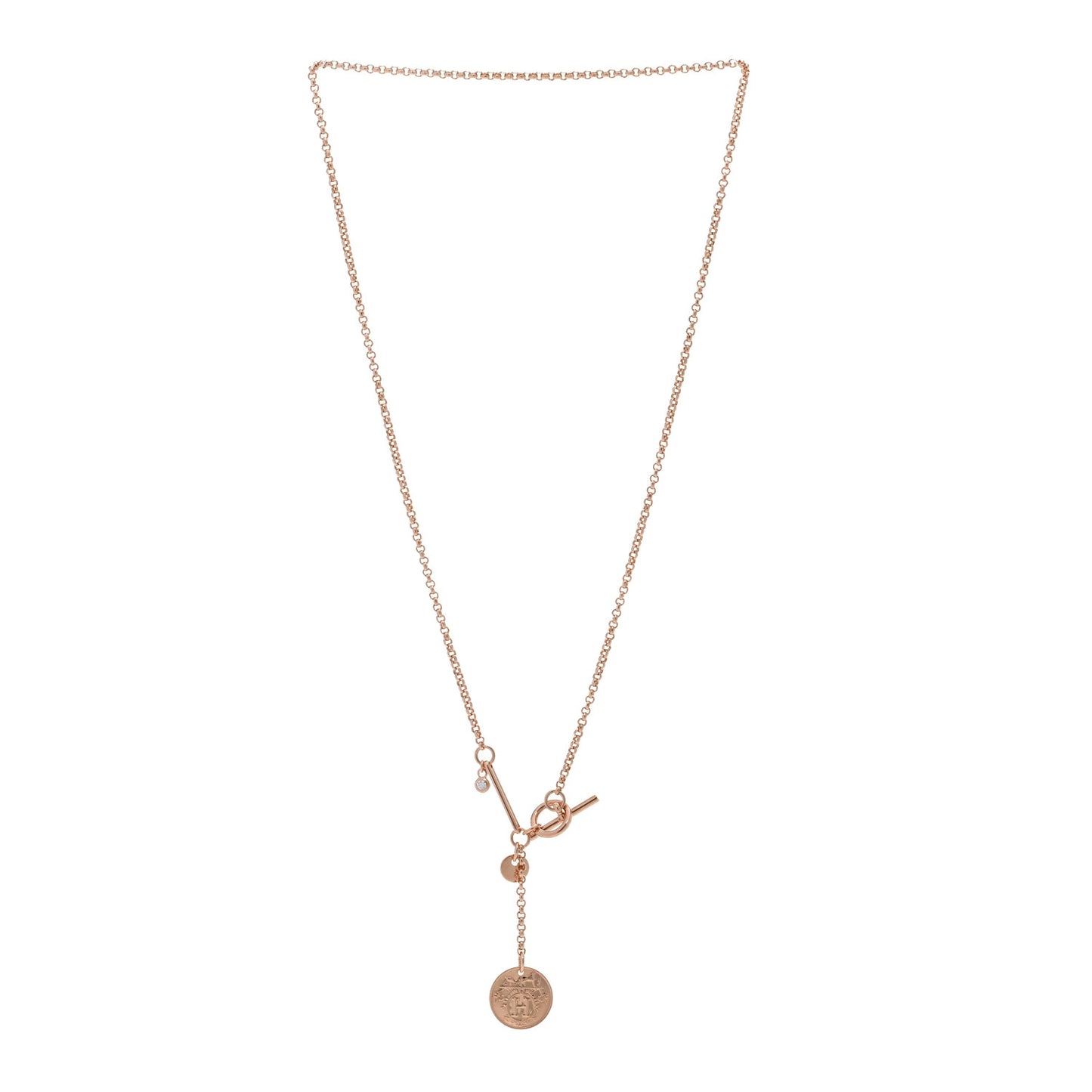 18K Rose Gold Diamond PM Ex-Libris Pendant Necklace