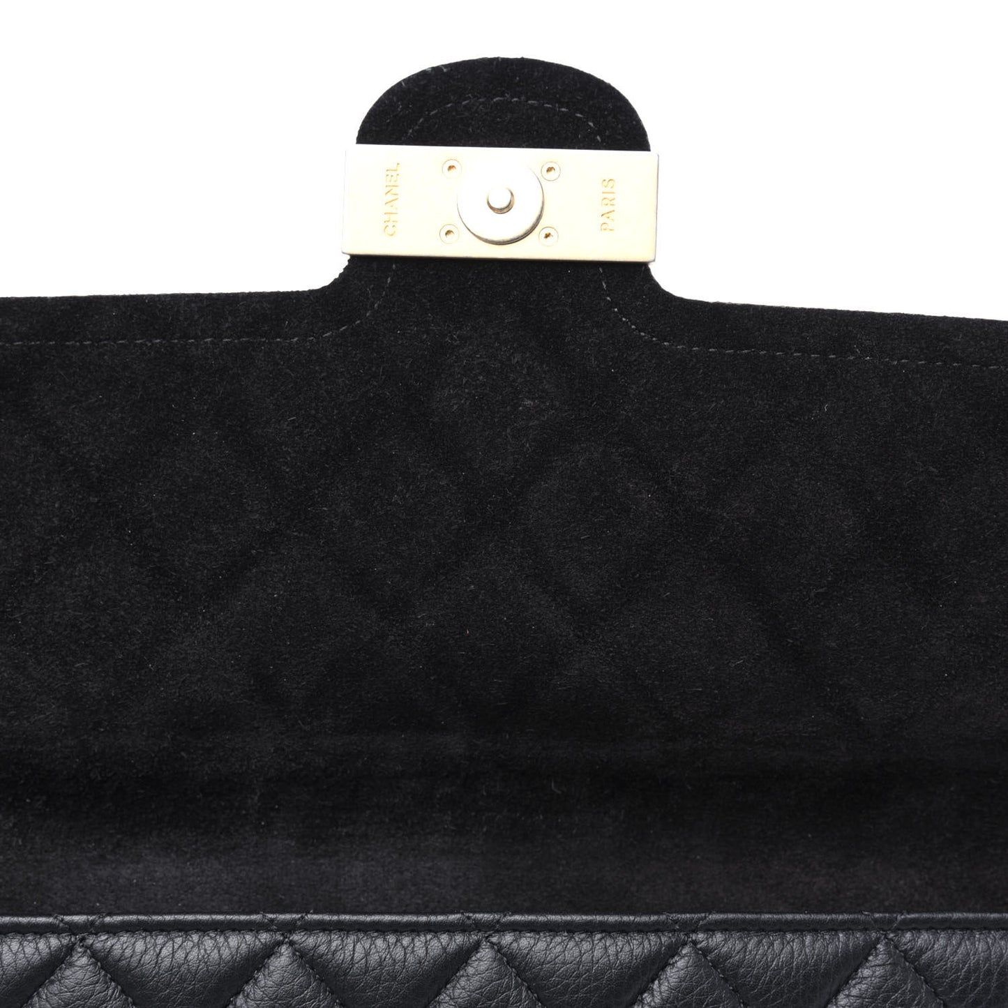 Grained Calfskin Quilted Large Archi Chic Cosmetic Case Black