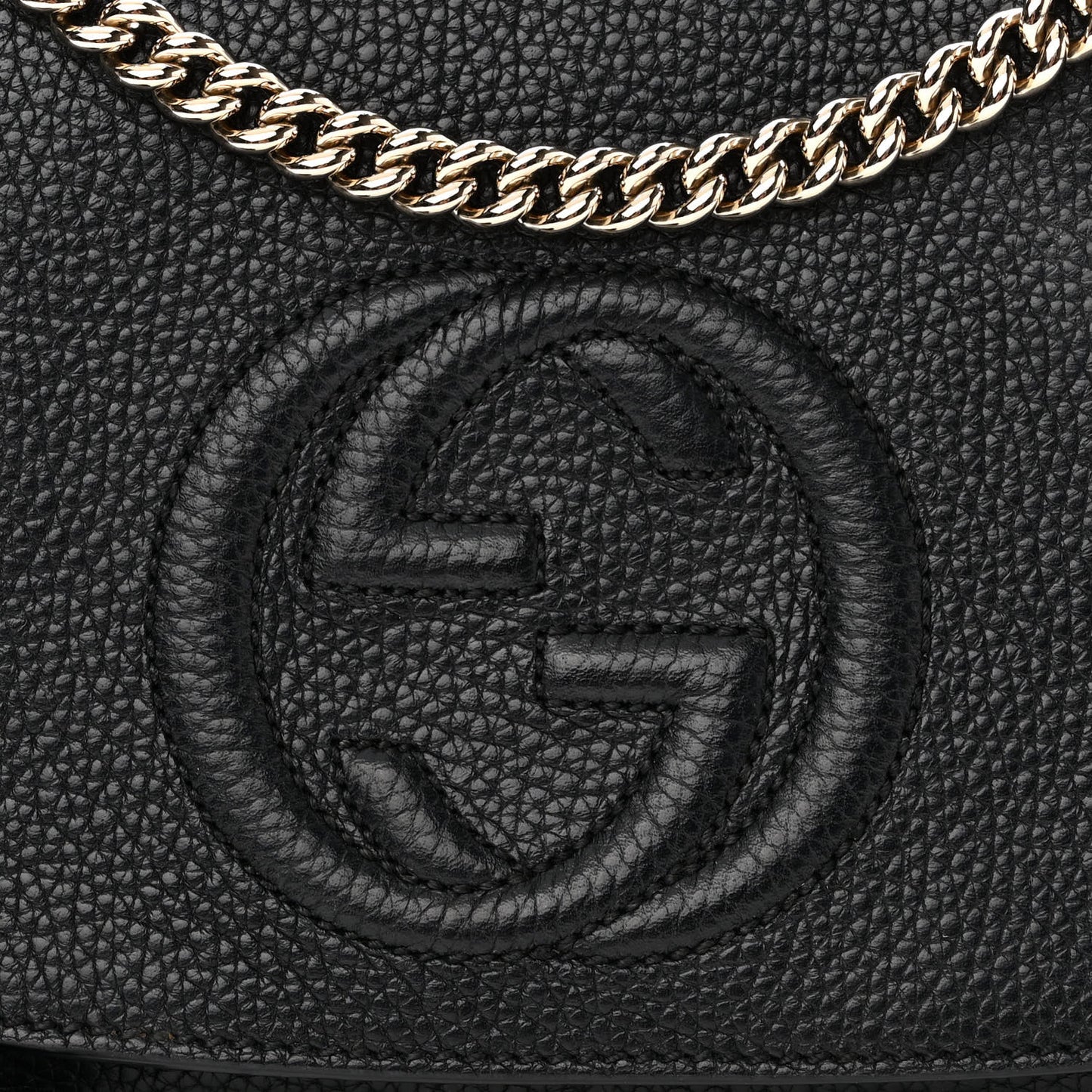 Pebbled Calfskin Medium Soho Flap Crossbody Black