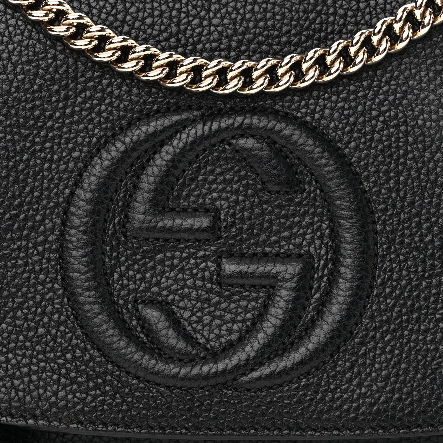 Gucci Pebbled Calfskin Medium Soho Flap Crossbody Black 8 of 12