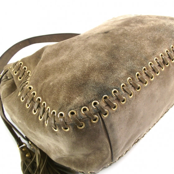 Suede Fringe Shoulder Bag Tobacco