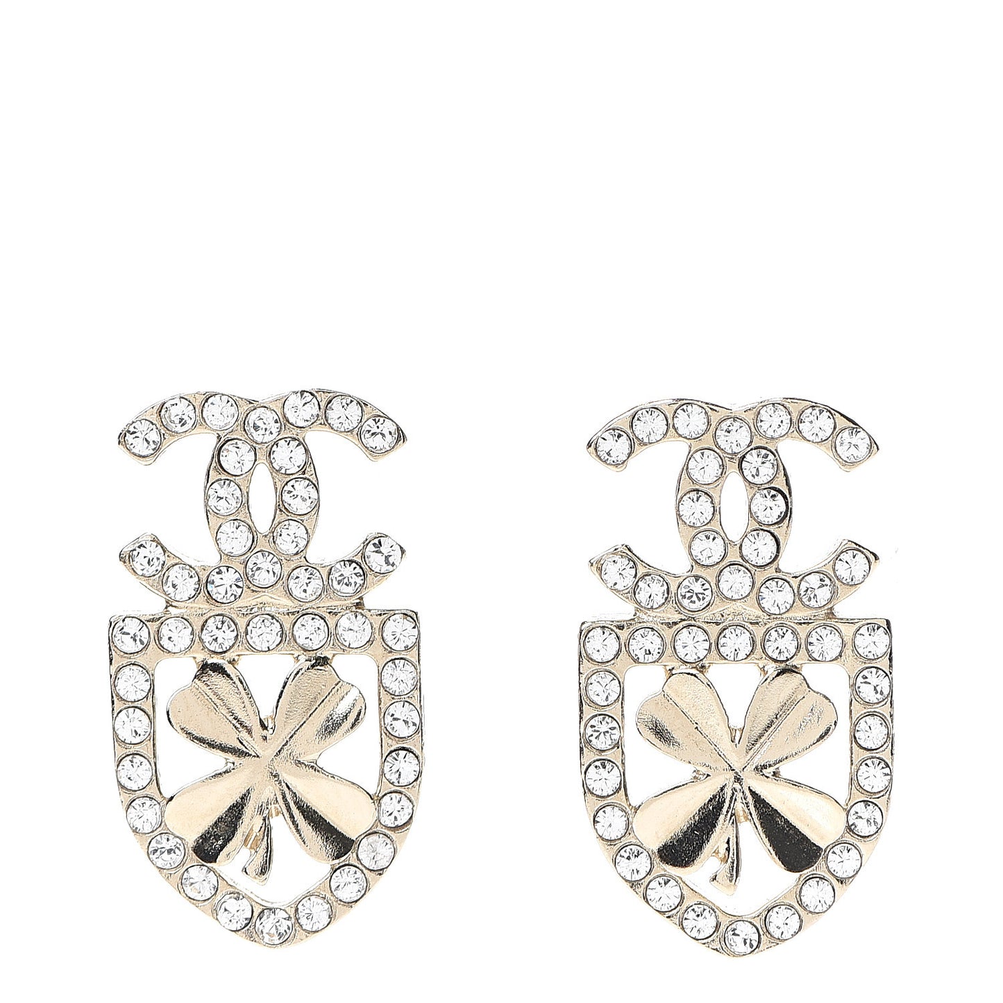 Crystal CC Sergeant Earrings Gold