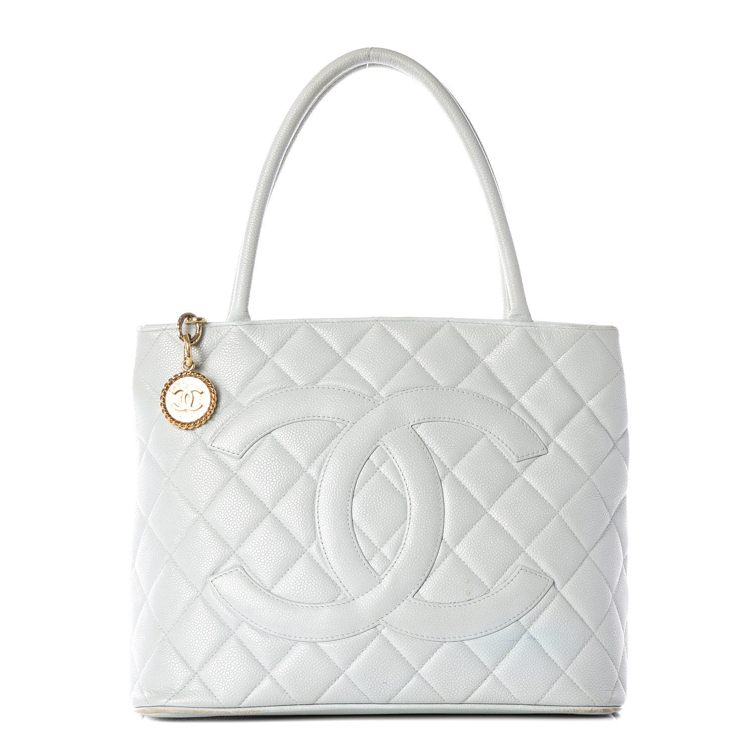 Chanel Caviar Quilted Medallion Tote Light Blue 1 of 14