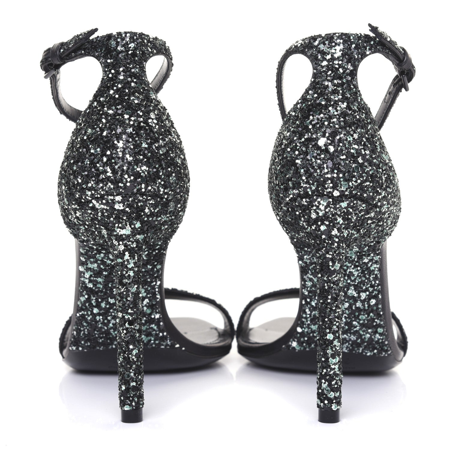 Saint Laurent Glitter Amber 105 Ankle Strap Sandals 35.5 Black 7 of 10