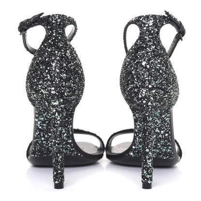 Saint Laurent Glitter Amber 105 Ankle Strap Sandals 35.5 Black 7 of 10