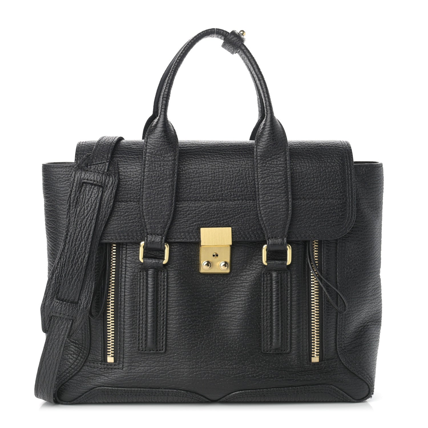 3.1 Phillip Lim Textured Calfskin Medium Pashli Satchel Black 1 of 13