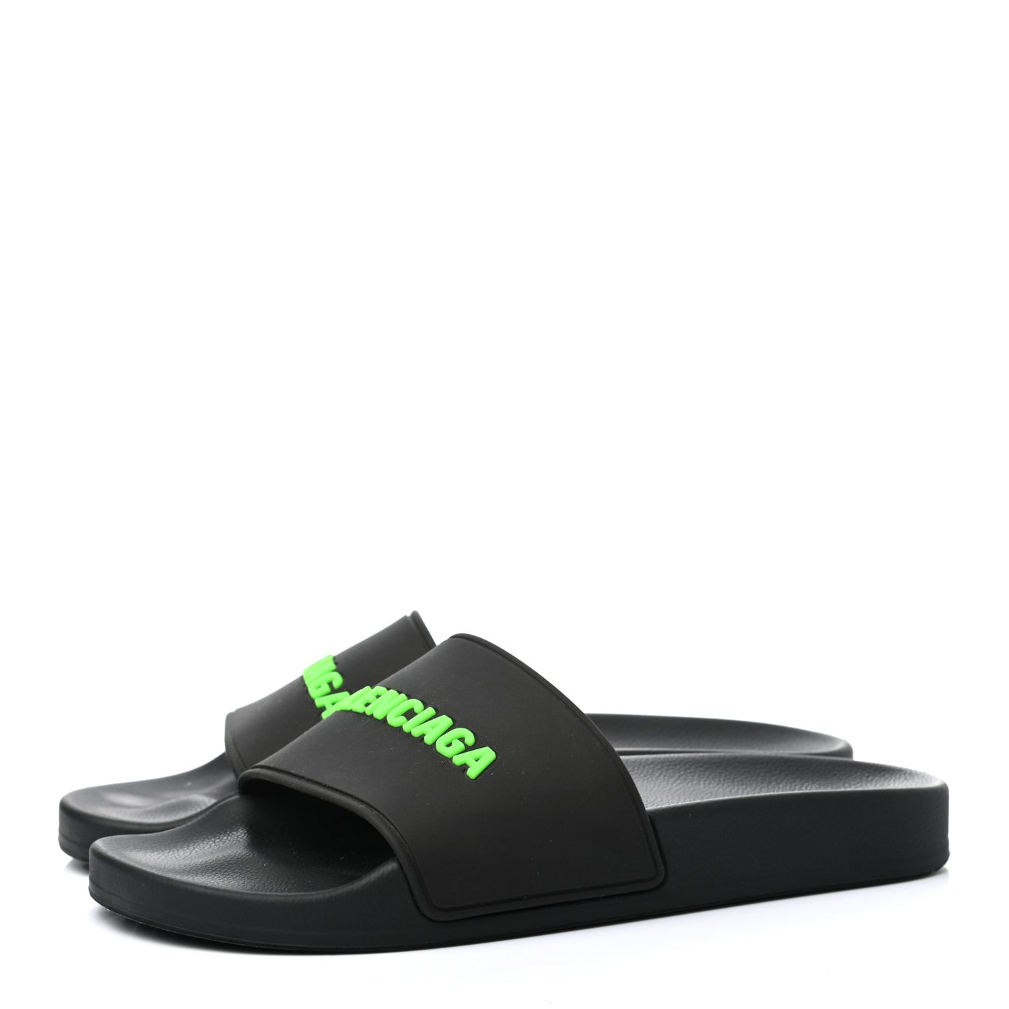 PVC Logo Womens Pool Slide Sandals 38 Black Green