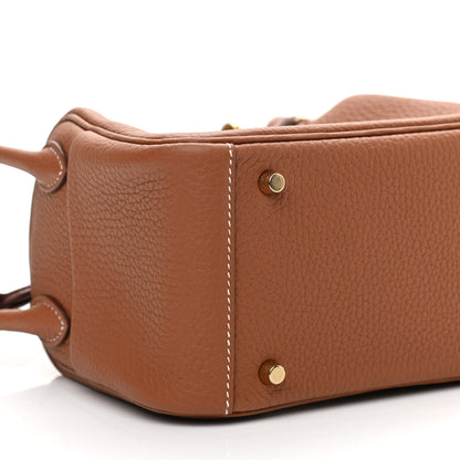 Hermes Taurillon Clemence Mini Lindy 20 Gold 9 of 10