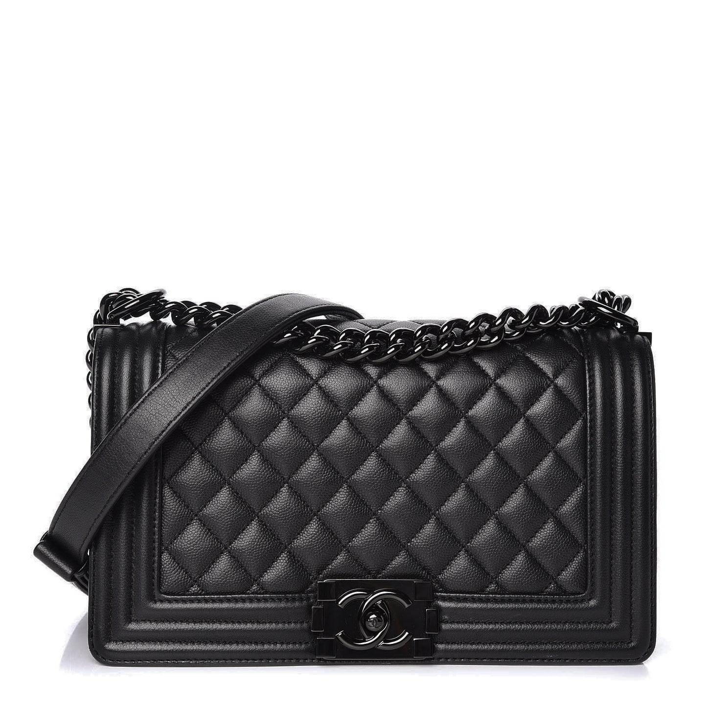 Caviar Quilted Medium Boy Flap So Black