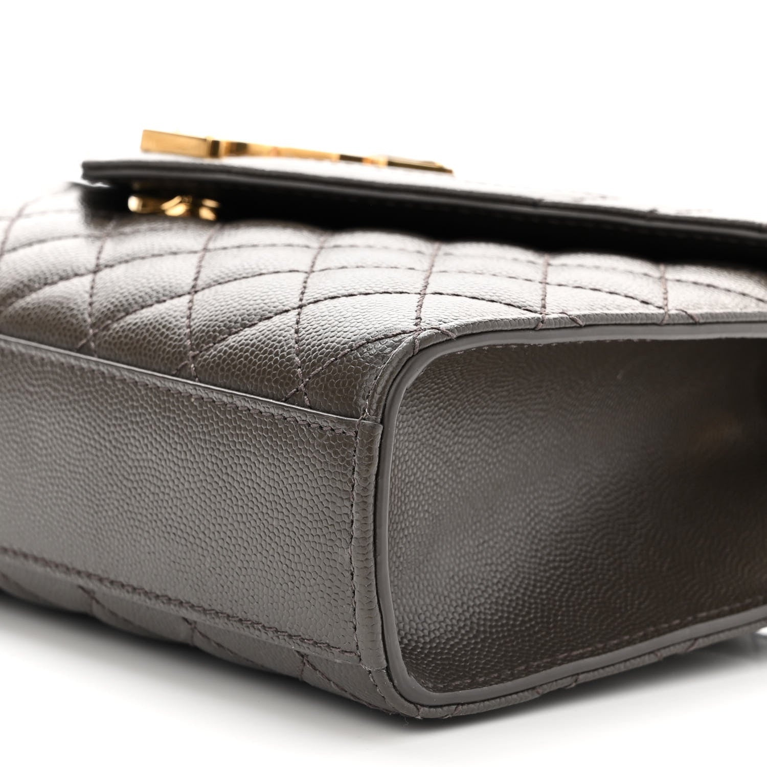 Saint Laurent Grain De Poudre Textured Mixed Matelasse Medium Triquilt Monogram Satchel Fog 9 of 9