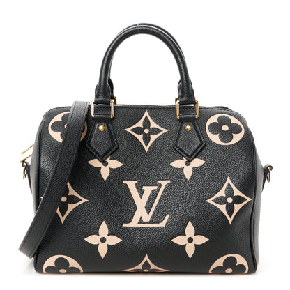 Louis Vuitton Empreinte Monogram Giant Speedy Bandouliere 25 Black Beige 1 of 13