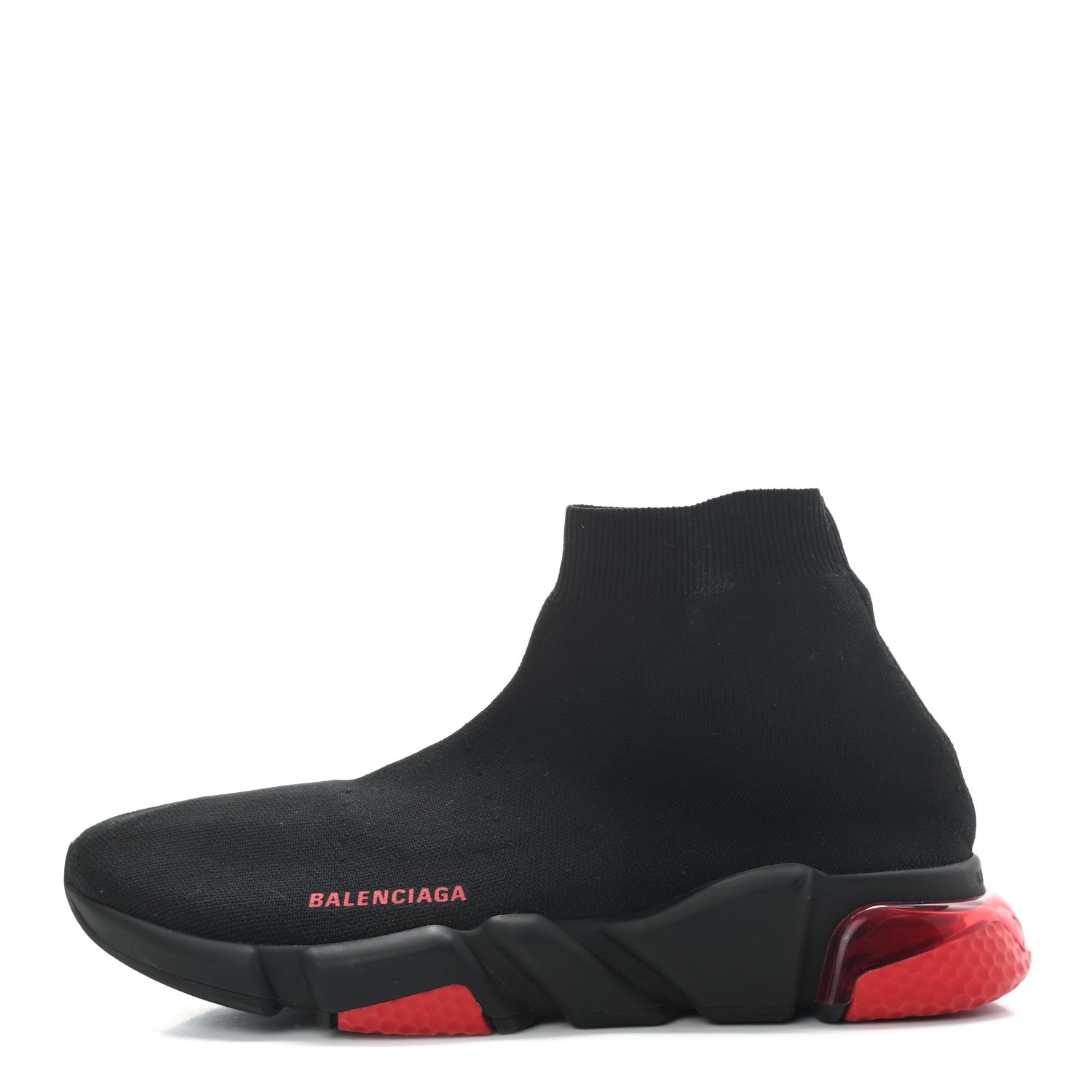 Balenciaga Neoprene Knit Mens Speed Clear Sole Sneakers 44 Black Red 1 of 8