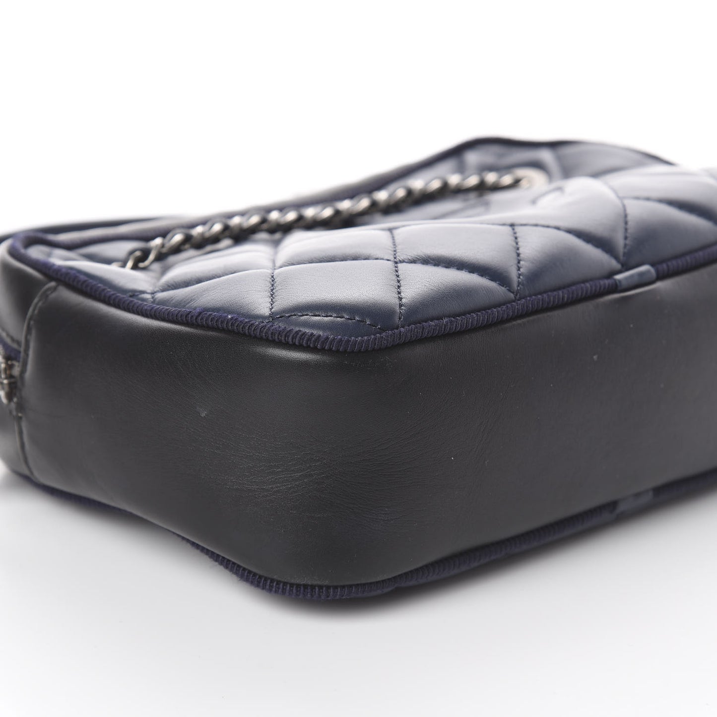 Calfskin Quilted Small Ballerine Camera Case Dark Blue