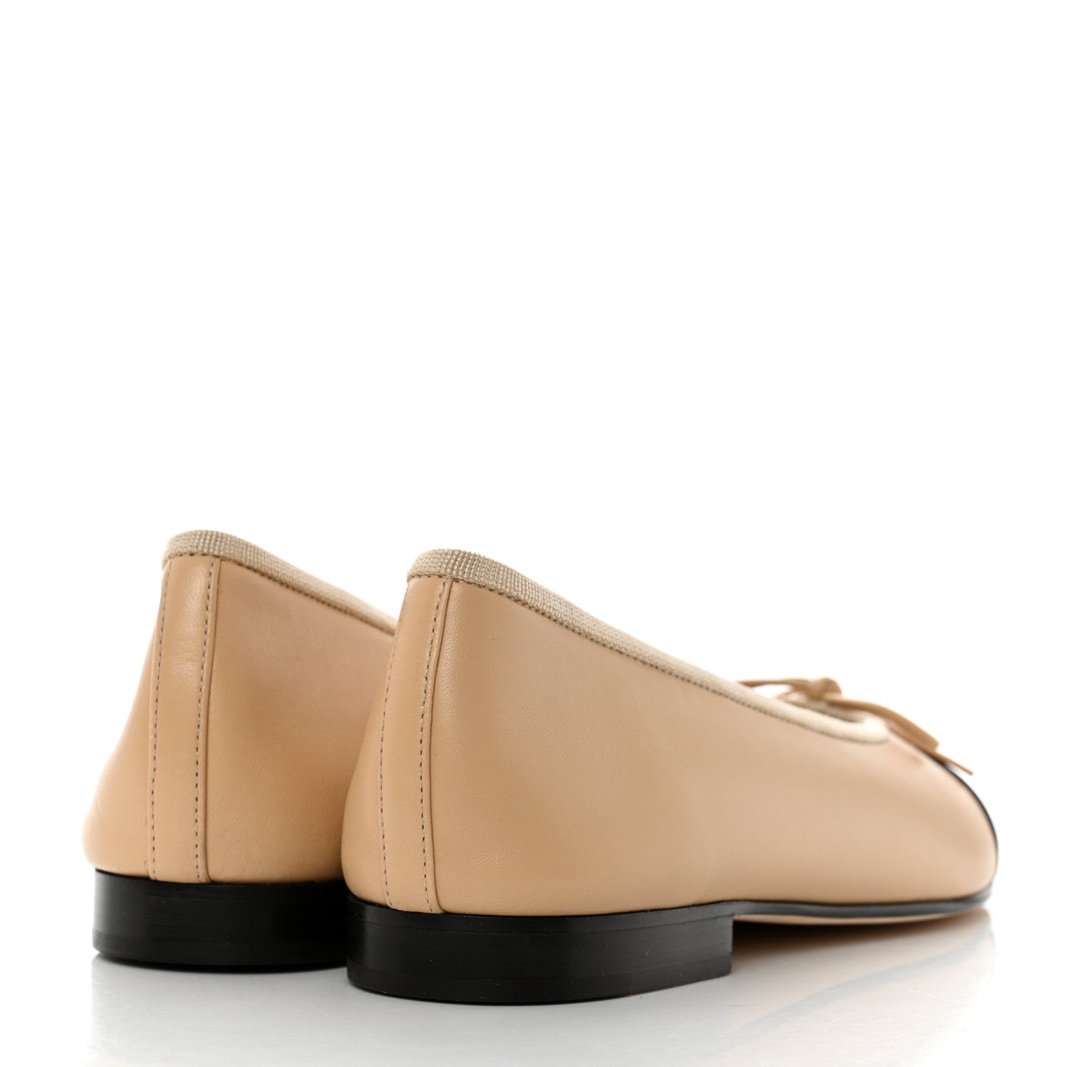 Chanel Lambskin Cap Toe CC Ballerina Flats 37 Beige Black 4 of 10