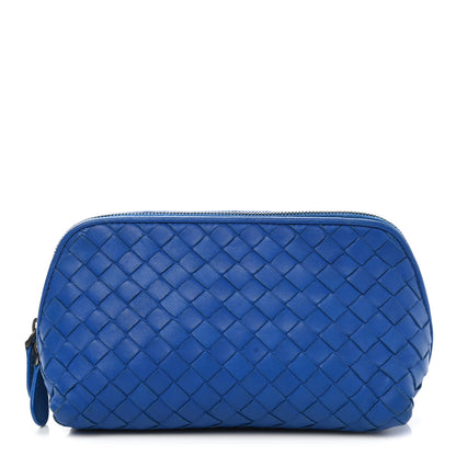 Bottega Veneta Nappa Intrecciato Small Cosmetic Pouch Signal Blue 1 of 13