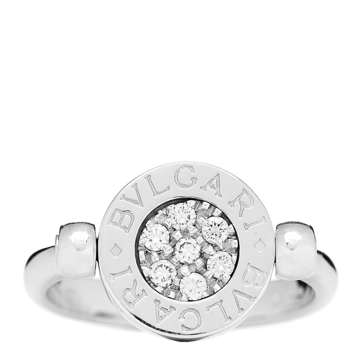 Bulgari 18K White Gold Diamond Black Onyx Bvlgari Bvlgari Flip Ring 50 5.5 1 of 5